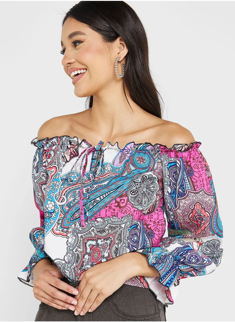 Ginger Off Shoulder Printed Top