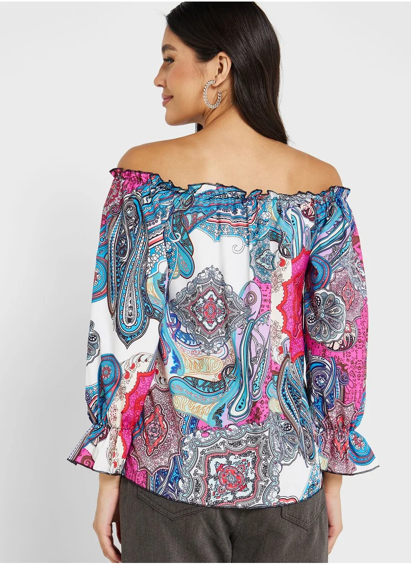Ginger Off Shoulder Printed Top