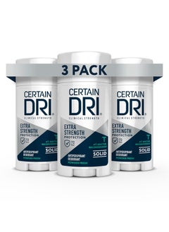 CERTAIN DRI Certain Dri Extra Strength Clinical Antiperspirant Solid Deodorant, Hyperhidrosis Treatment for Men & Women, Long-Lasting 72hr Protection, Effective Sweat Control, Powder Fresh Scent, 1.7oz, 3 Pack 