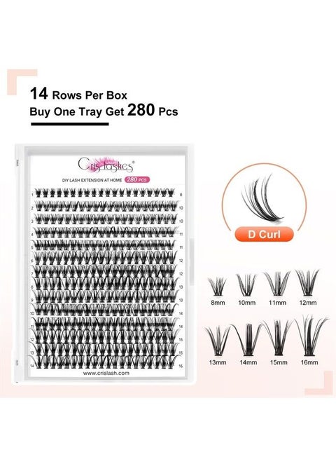 280 PCS Individual Lashes Cluster DIY Lash Clusters 30D 0.07 D Curl 8-16mm Cluster Lashes DIY Individual Eyelashes Lashes Wisps Reusable Soft Mini Cluster Eyelash Extensions at Home (30D 0.07 D 8-16)