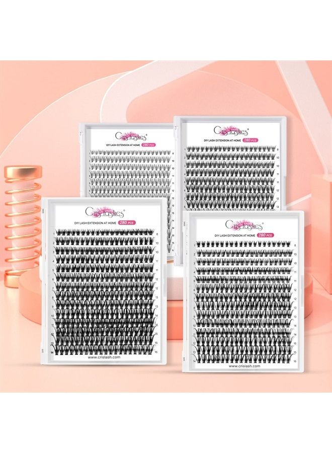 280 PCS Individual Lashes Cluster DIY Lash Clusters 30D 0.07 D Curl 8-16mm Cluster Lashes DIY Individual Eyelashes Lashes Wisps Reusable Soft Mini Cluster Eyelash Extensions at Home (30D 0.07 D 8-16)
