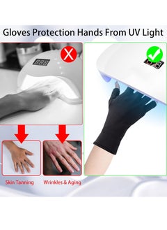 ANCIRS ANCIRS UV Gloves for Gel Nail Lamp, Anti UV Fingerless Gloves for Nail Art DIY Accessories, Gel Manicure UV Shield Gloves for Hand Skin Care Protection-Black  - Image 5