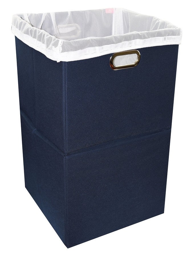 Freegrace Extra Large Laundry Hamper with Laundry Bag, Foldable Clothes Basket with Metal Handles & Moisture-Resistant Base, Premium Durable Fabric for Bathroom, Dorm, and Family (Navy Blue) - Image 1