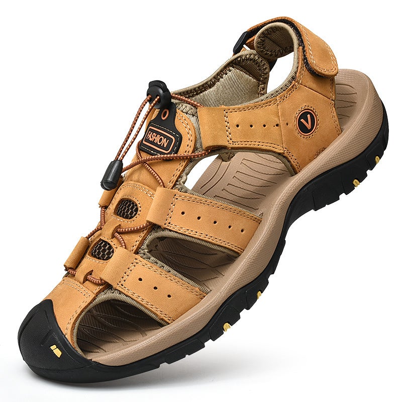 Plus Size Closed Toe Beach Shoes Men'S Outdoor Travel Shoes Driving Shoes Wading Shoes Upstream Shoes Cowhide Sandals Men'S Shoes - Image 2