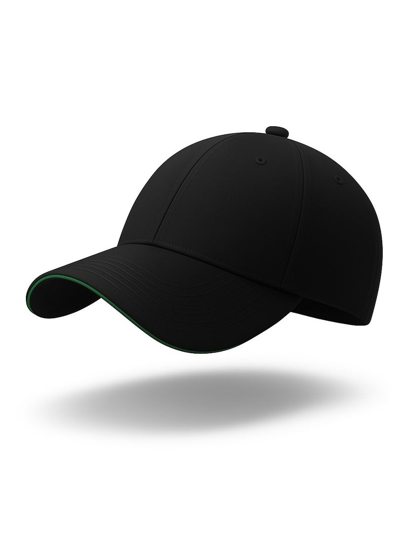 NENOUSH Nenoush Plain Sandwich Baseball Cotton Classic and adjustable buckle closure Cap for Unisex Black Green Sandwich - Image 1