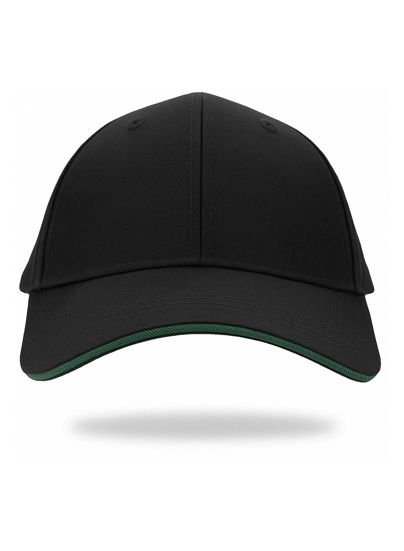 NENOUSH Nenoush Plain Sandwich Baseball Cotton Classic and adjustable buckle closure Cap for Unisex Black Green Sandwich - Image 3