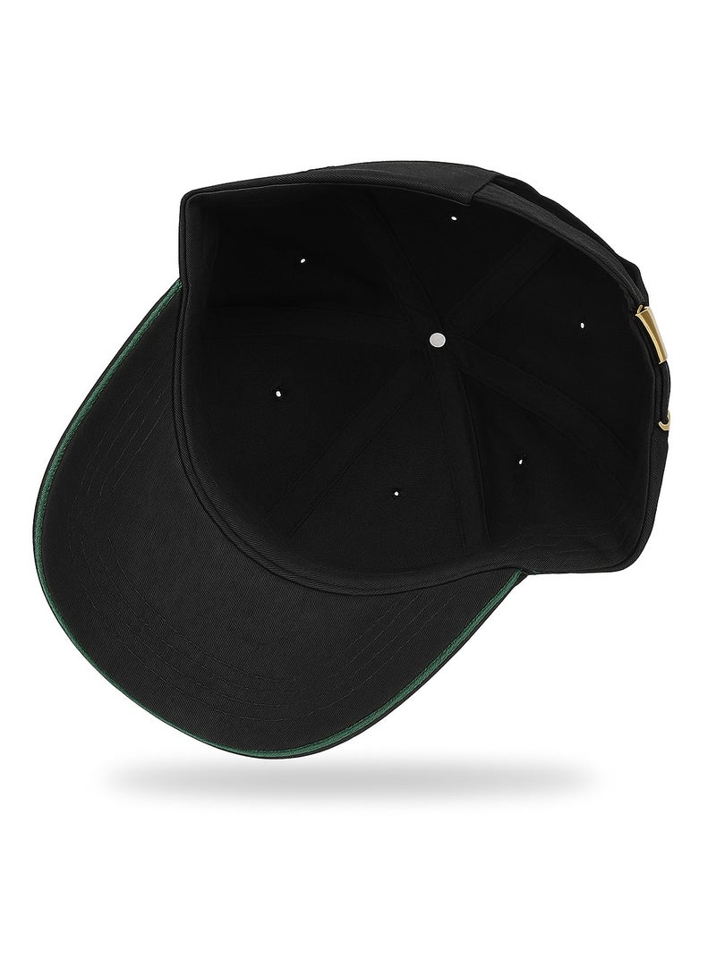 NENOUSH Nenoush Plain Sandwich Baseball Cotton Classic and adjustable buckle closure Cap for Unisex Black Green Sandwich - Image 4