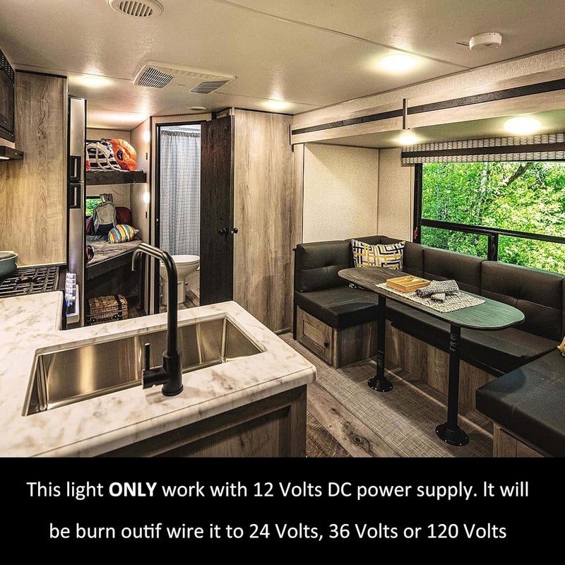 Facon 6.5 Inch 12V LED RV Puck Light - 4 Pack Aluminum Recessed Mount Slim Panel Light for RV, Camper, Motorhome, Trailer, Boat - Image 3