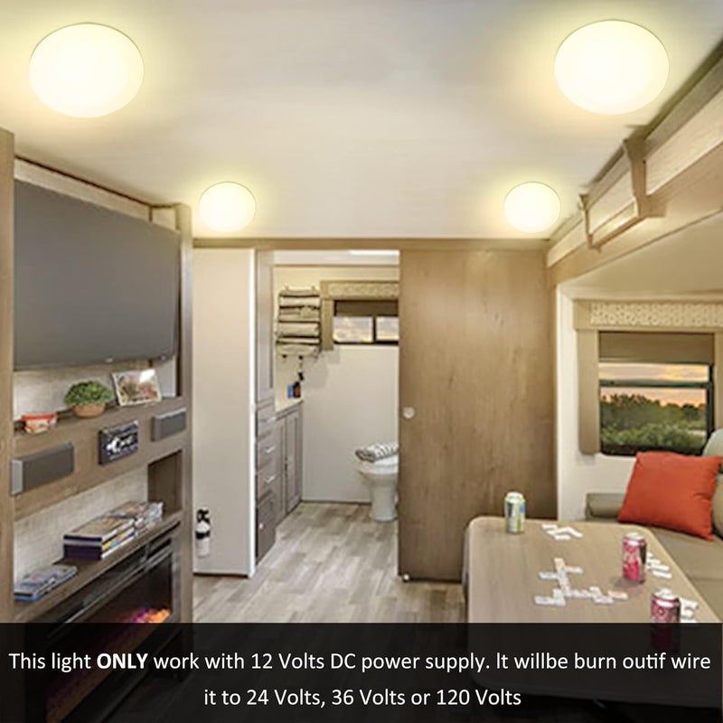 Facon 6.5 Inch 12V LED RV Puck Light - 4 Pack Aluminum Recessed Mount Slim Panel Light for RV, Camper, Motorhome, Trailer, Boat - Image 2