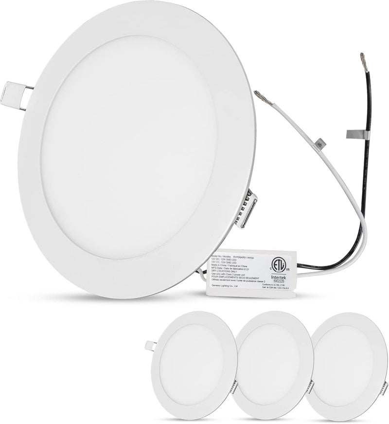 Facon 6.5 Inch 12V LED RV Puck Light - 4 Pack Aluminum Recessed Mount Slim Panel Light for RV, Camper, Motorhome, Trailer, Boat - Image 1