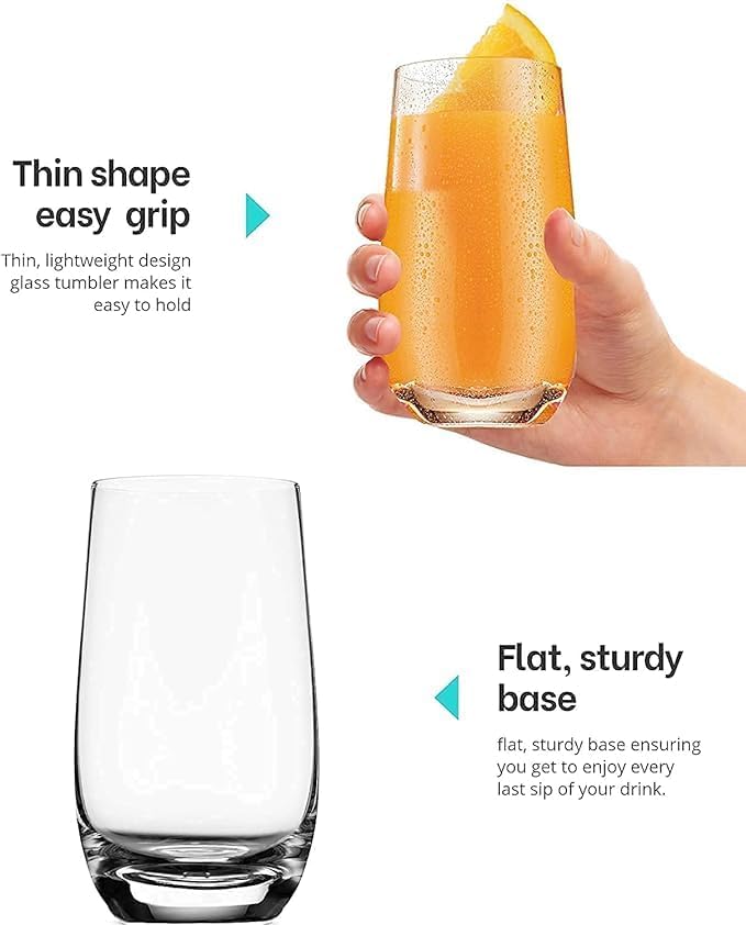 ConvertKitchen Elegant Drinking Glass Set of 6 Clear Glassware for Water Wine Juice Beer Cocktails and Mixed Drinks Cold Drinks 280ml - Image 4