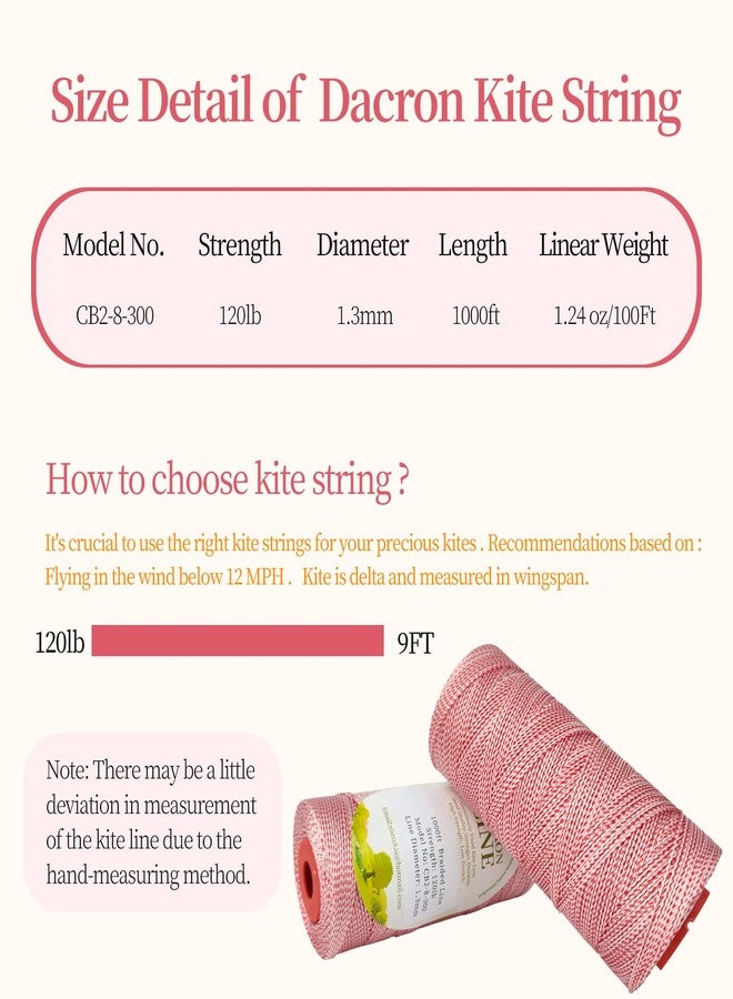 Simxkai Briadied Red & White Dacron Line for Flying Kite Outdoors Abrasion Resistant (1000ft_120lb) - Image 5