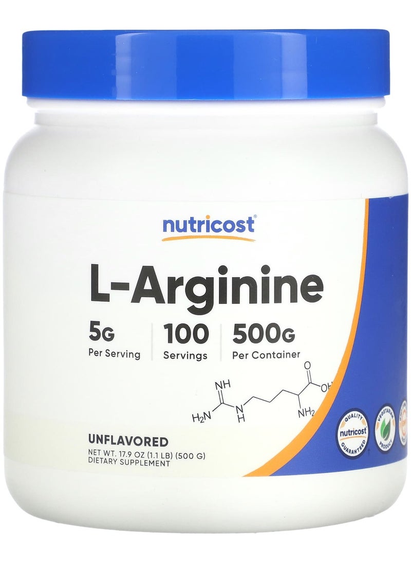 Nutricost L-Arginine, Unflavored, 17.9 oz (500 g)