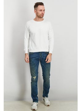 JOHN RICHMOND Men Sport Fit Crew Neck Embroidered Logo Sweatshirt, White  - Image 3