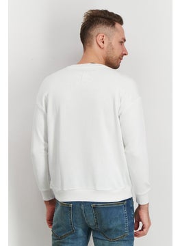 JOHN RICHMOND Men Sport Fit Crew Neck Embroidered Logo Sweatshirt, White  - Image 4