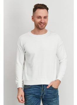 JOHN RICHMOND Men Sport Fit Crew Neck Embroidered Logo Sweatshirt, White  - Image 1
