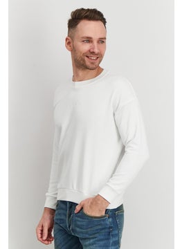 JOHN RICHMOND Men Sport Fit Crew Neck Embroidered Logo Sweatshirt, White  - Image 2