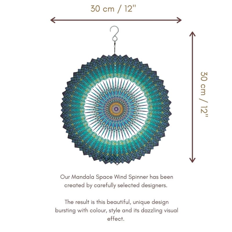 Arkit Art 2 Layer Wind Spinner Metal Hanging Sculpture Ornament for Garden, Hanging Galactic Crystal Mandala, Stainless Steel 3D Wind Spinner with Hook, Gazing Ball` - Image 3