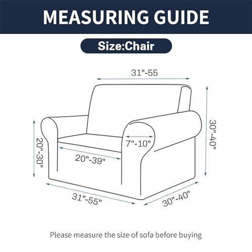 Cupuamon 2025 New Stretch Chair Sofa Slipcovers Couch Cover for 1 Seater Furniture Protector Sofa Covers with Elastic Bottom Jacquard Fabric Small Checks for Pets, Kids - Black - Image 2