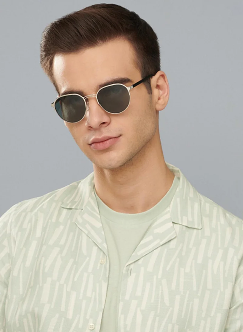 John Jacobs John Jacobs | Silver Green Round | UV Protected Sunglasses | For Men & Women | Size - Medium | JJ S13873