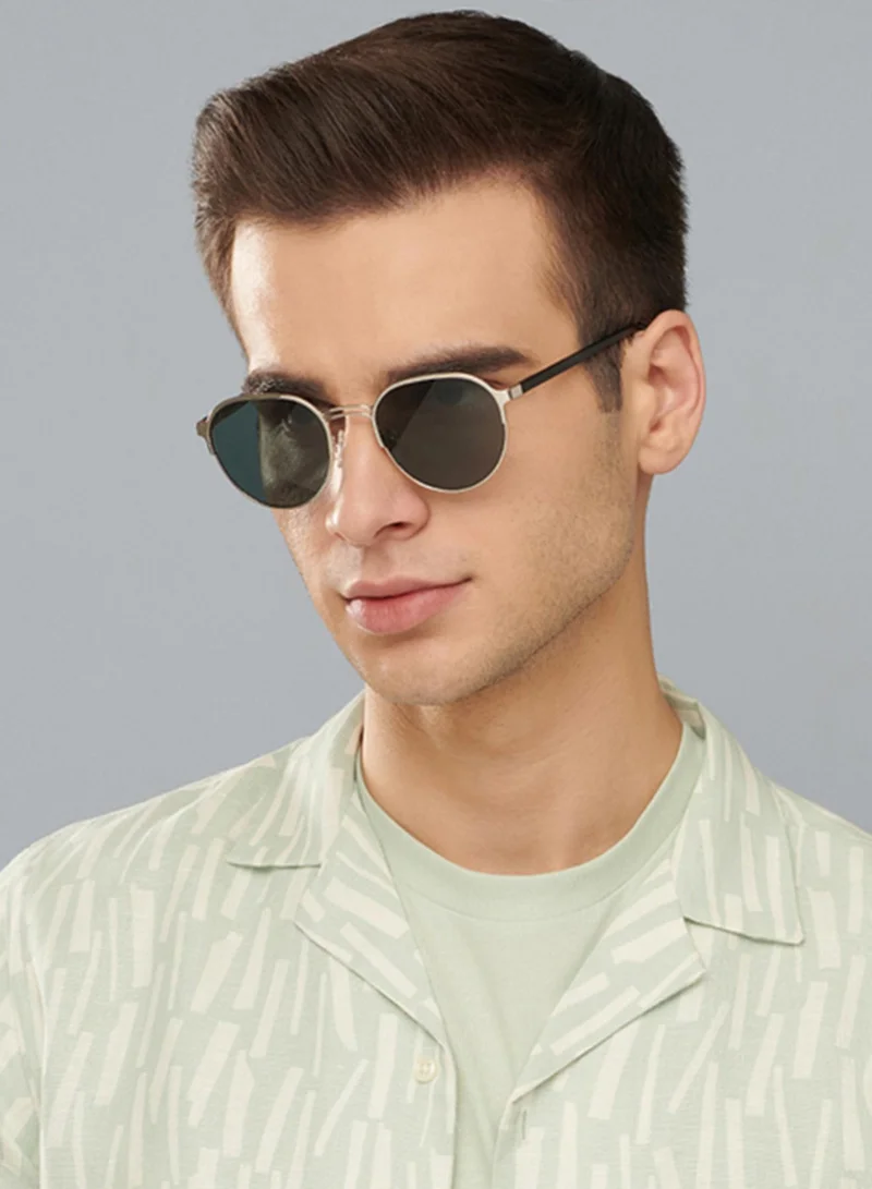 John Jacobs John Jacobs | Silver Green Round | UV Protected Sunglasses | For Men & Women | Size - Medium | JJ S13873