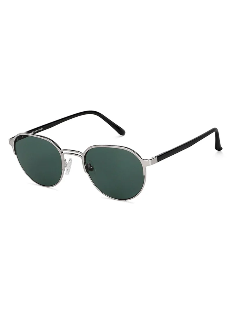 John Jacobs John Jacobs | Silver Green Round | UV Protected Sunglasses | For Men & Women | Size - Medium | JJ S13873