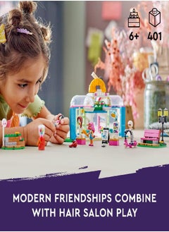 LEGO Friends Toy Hair Salon 41743 Hairdressing Set with Paisley & Olly Mini-Dolls, Pretend Play Toy Spa Set for Girls and Boys 6 Plus