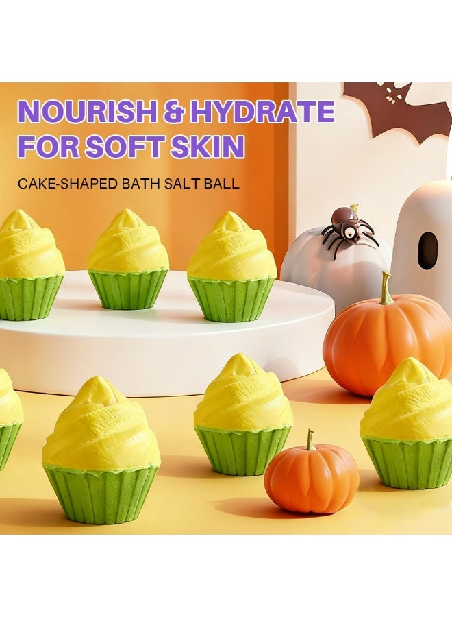 Bath Bombs Halloween Cupcake  Set, 6Pcs Yellow Fizzy Bubble  with Lemon u0026 Tea Tree Essential Oil, Moisturizing Cleansing Spa Gift Set - Image 2