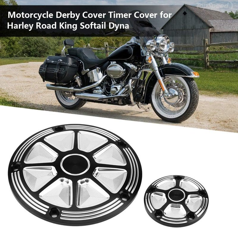 klarako Derby Timer Cover,2Pcs CNC Aluminum Motorcycle Derby Cover Durable Car Engine Timing Cover for Motorcycle Timer Cover - Image 3