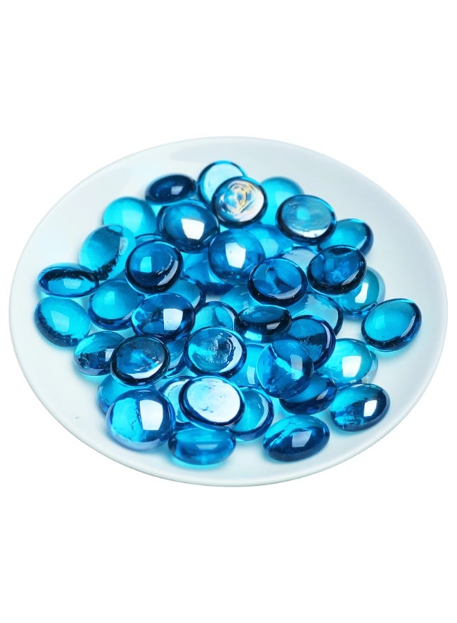 ARABIQO Blue Glass Gemstone Beads 2.5 LBS, Decorative Flat Marbles for Vase Fillers, Fish Tank Stones, Floral Gems & Home Décor, Mosaic Pebbles for Aquariums & Events - Image 1