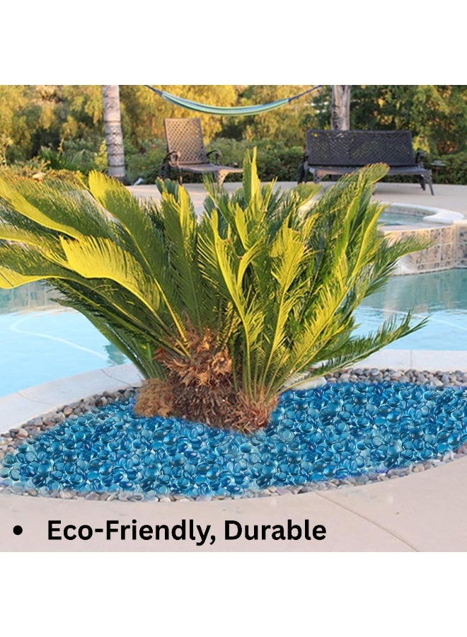 ARABIQO Blue Glass Gemstone Beads 2.5 LBS, Decorative Flat Marbles for Vase Fillers, Fish Tank Stones, Floral Gems & Home Décor, Mosaic Pebbles for Aquariums & Events - Image 5