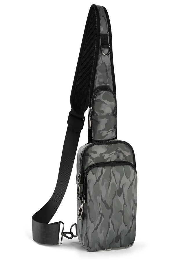 VADOO Sling Bag, Crossbody Bag with Zipper Lock, RFID Blocking & Water Resistant for Men and Women (Camouflage Grey) - Image 1