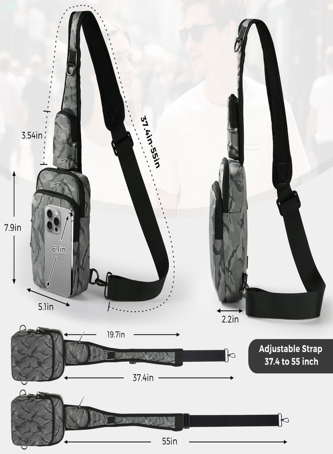 VADOO Sling Bag, Crossbody Bag with Zipper Lock, RFID Blocking & Water Resistant for Men and Women (Camouflage Grey) - Image 4
