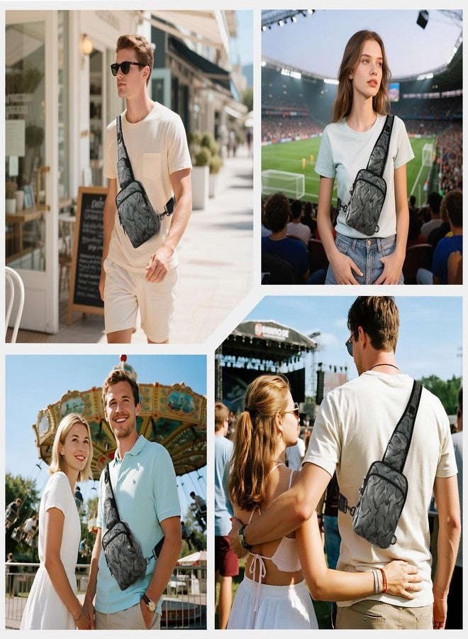 VADOO Sling Bag, Crossbody Bag with Zipper Lock, RFID Blocking & Water Resistant for Men and Women (Camouflage Grey) - Image 2
