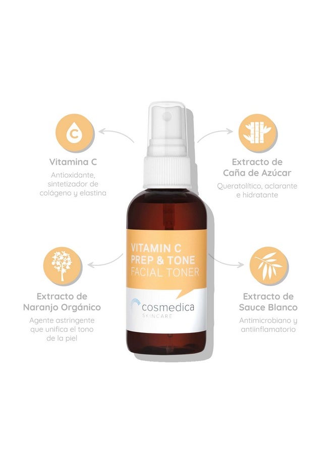 Cosmedica Skincare Vitamin C Prep & Tone (4oz) Facial Toner and Prep, Minimize Pores and Remove Excess Dirt, Oil, and Make-Up- Best Vitamin C for Skin  - Image 2