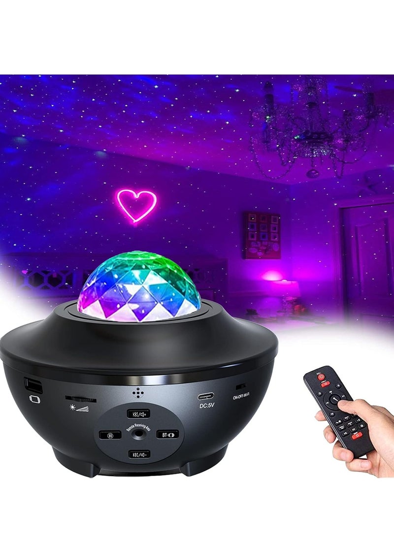 ELTRAZONE Star Night Light Projector for Bedroom Galaxy Ocean Wave LED Nebula Cloud with Bluetooth Music Speaker | Perfect Gift for Birthdays, Parties, Weddings & Home Decor | Relaxing Atmosphere for Bedroom or Living Room – Black, Medium (BL-XK01) - Image 1