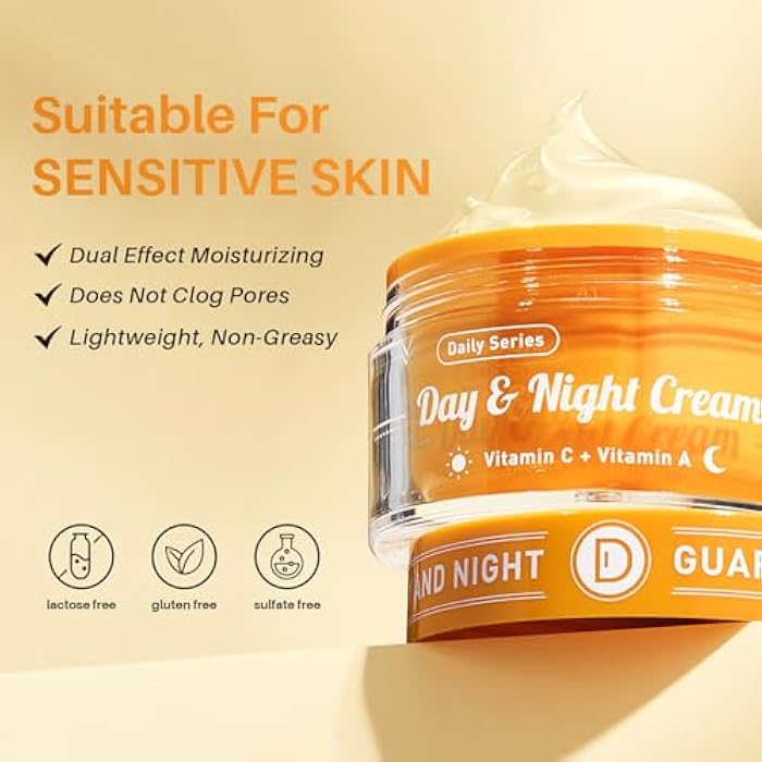 SPODARE Day/Night Cream Set, Anti-Wrinkle Hydrating Day Gel with Vitamin C, Firming Renewal Night Cream with Vitamin A, 2-in-1 Anti-Aging Duo for All Skin Types, 2 * 1.7 Fl Oz - Image 4