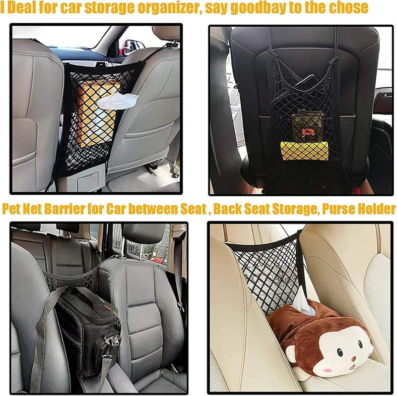 Pet Dog Car Barrier for Chevy Silverado 2019-2026, Seat Mesh Organizer Dual-Layer 4-Way Stretch Net Backseat Heavy Duty High Load-Bearing - Image 4