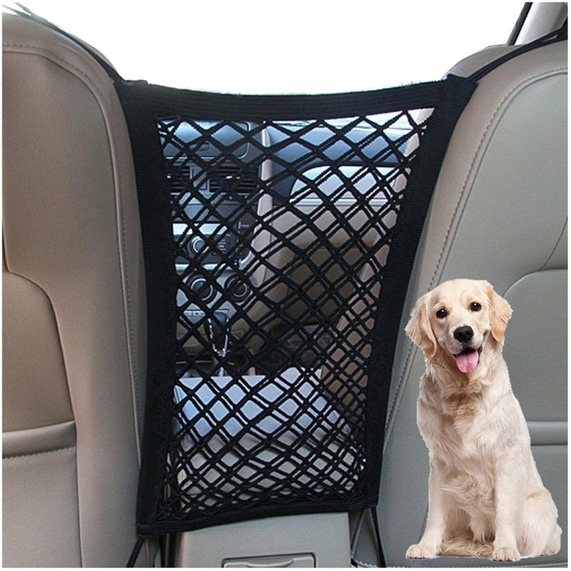 Pet Dog Car Barrier for Chevy Silverado 2019-2026, Seat Mesh Organizer Dual-Layer 4-Way Stretch Net Backseat Heavy Duty High Load-Bearing - Image 1