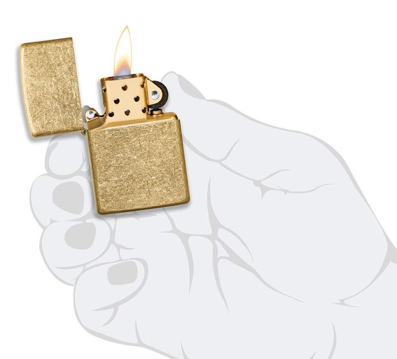 Zippo Classic Tumbled Brass Design Windproof Pocket Fuel Refillable Lighter, BIS Certified - Image 5