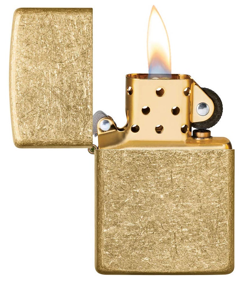 Zippo Classic Tumbled Brass Design Windproof Pocket Fuel Refillable Lighter, BIS Certified - Image 3