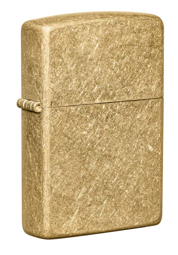 Zippo Classic Tumbled Brass Design Windproof Pocket Fuel Refillable Lighter, BIS Certified - Image 1
