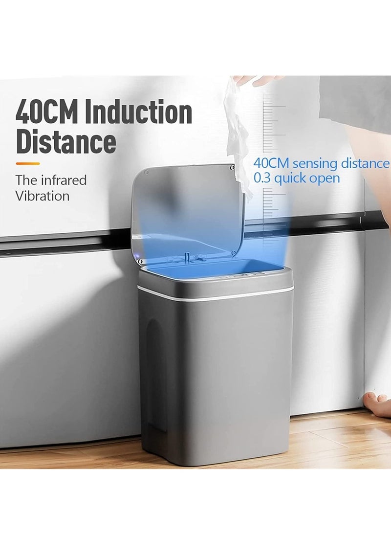 Intelligent Trash Can Automatic Sensor Dustbin Battery Version 16L Smart Sensor Electric Waste Bin Home Trash Can for Kitchen Bathroom Garbage with 50 pieces trash bags (16L, Grey)