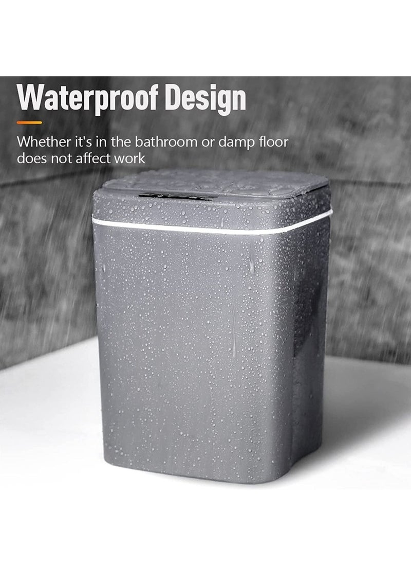 Intelligent Trash Can Automatic Sensor Dustbin Battery Version 16L Smart Sensor Electric Waste Bin Home Trash Can for Kitchen Bathroom Garbage with 50 pieces trash bags (16L, Grey)