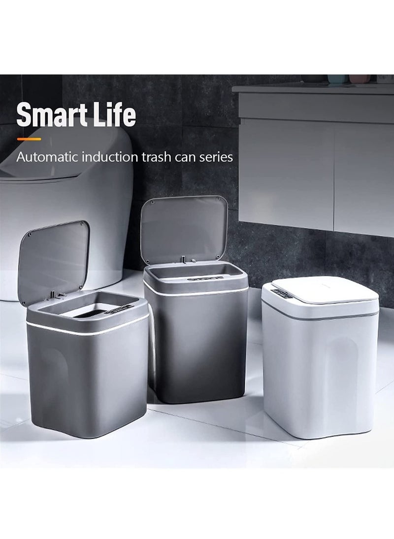 Intelligent Trash Can Automatic Sensor Dustbin Battery Version 16L Smart Sensor Electric Waste Bin Home Trash Can for Kitchen Bathroom Garbage with 50 pieces trash bags (16L, Grey)