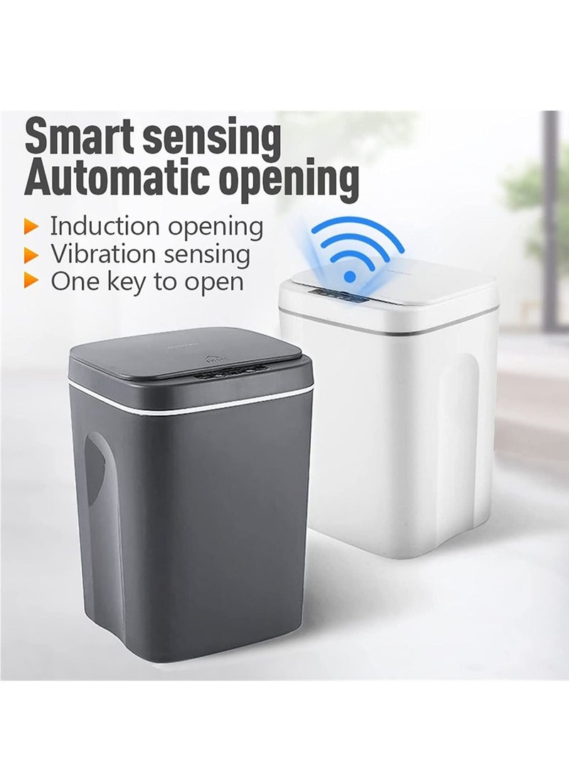 Intelligent Trash Can Automatic Sensor Dustbin Battery Version 16L Smart Sensor Electric Waste Bin Home Trash Can for Kitchen Bathroom Garbage with 50 pieces trash bags (16L, Grey)
