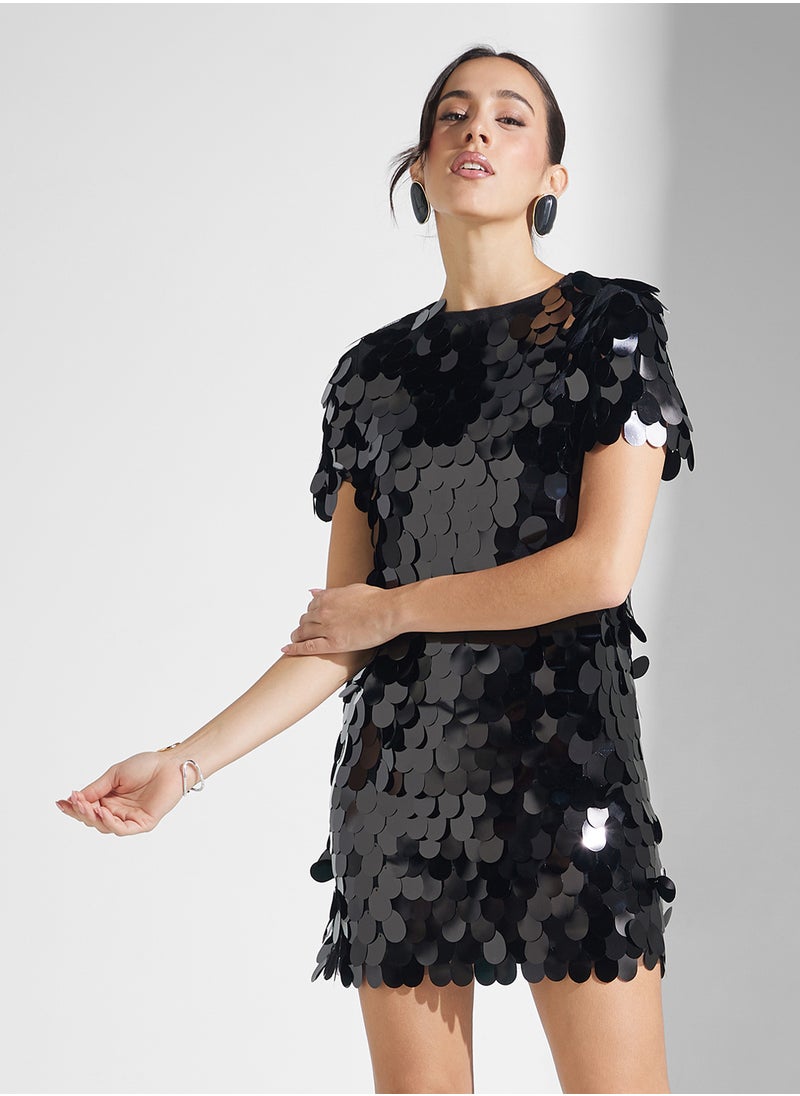 Jaded Rose Crew Neck Sequin Mini Dress  - Image 1