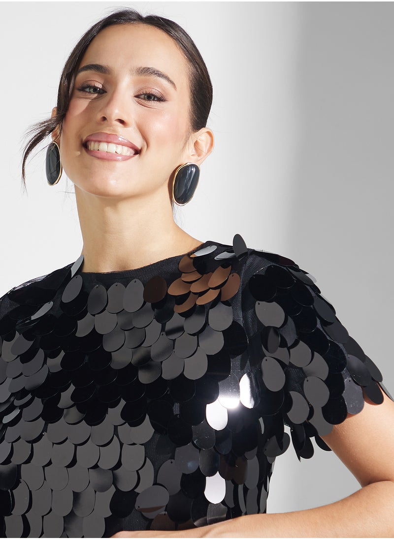 Jaded Rose Crew Neck Sequin Mini Dress  - Image 3