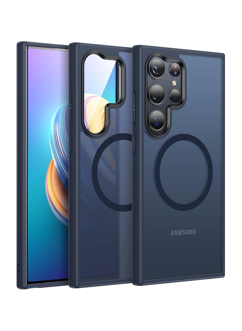 أكاليكس جراب مغناطيسي غير لامع لهاتف Samsung S23 Ultra، متوافق مع MagSafe، غطاء فاخر مطلي، جراب هاتف واقي مقاوم للصدمات ناعم من مادة TPU غير اللامعة، متوافق مع Samsung S23 Ultra (أزرق داكن) - Image 1