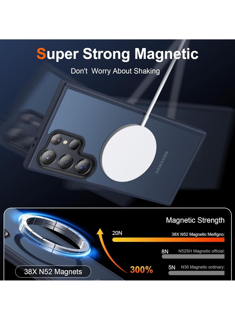 أكاليكس جراب مغناطيسي غير لامع لهاتف Samsung S23 Ultra، متوافق مع MagSafe، غطاء فاخر مطلي، جراب هاتف واقي مقاوم للصدمات ناعم من مادة TPU غير اللامعة، متوافق مع Samsung S23 Ultra (أزرق داكن) - Image 4